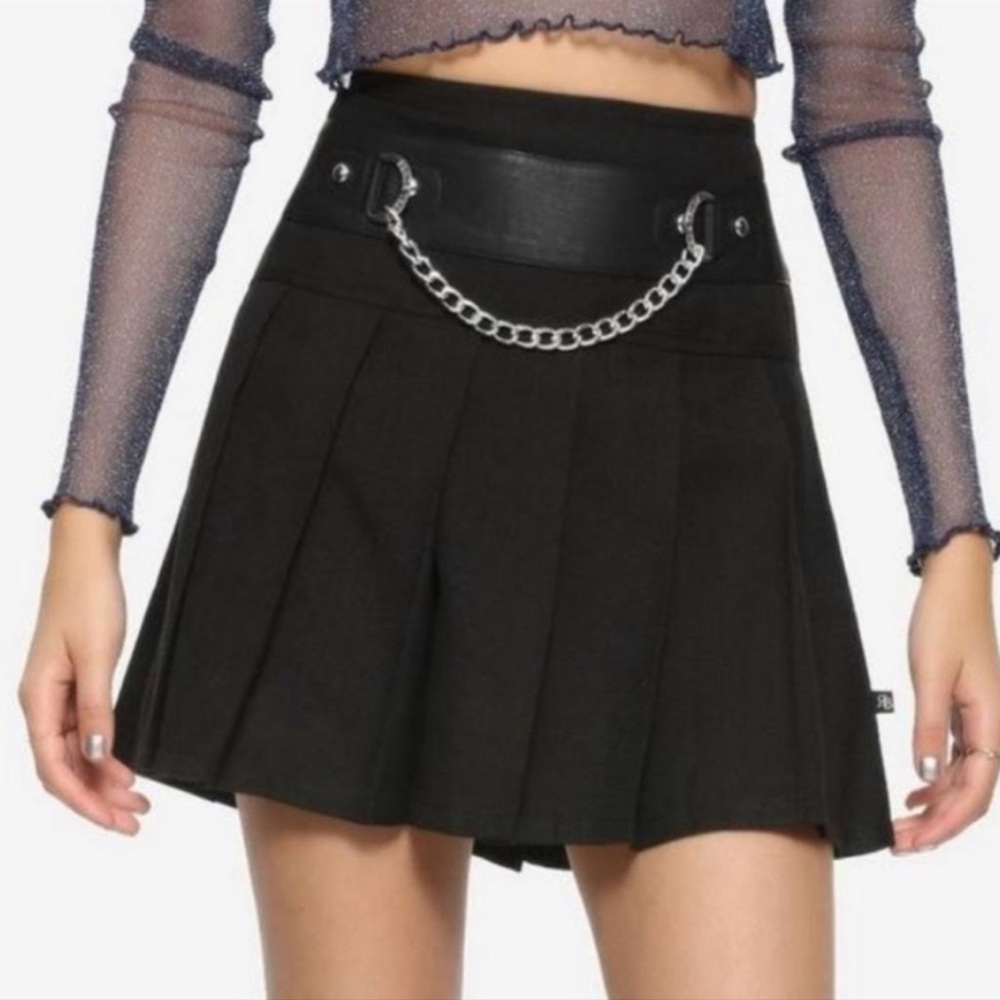 Royal Bones‎ Black Tripp Skirt with Chain Size Large